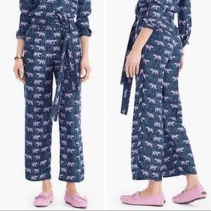 J. Crew NWOT Silk Wide Leg Pant with Tiger Jungle Print. Size 0.